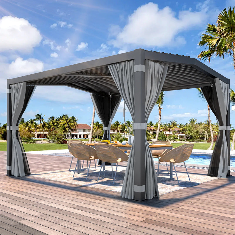 EROMMY 11x13 ft Aluminum Louvered Pergola